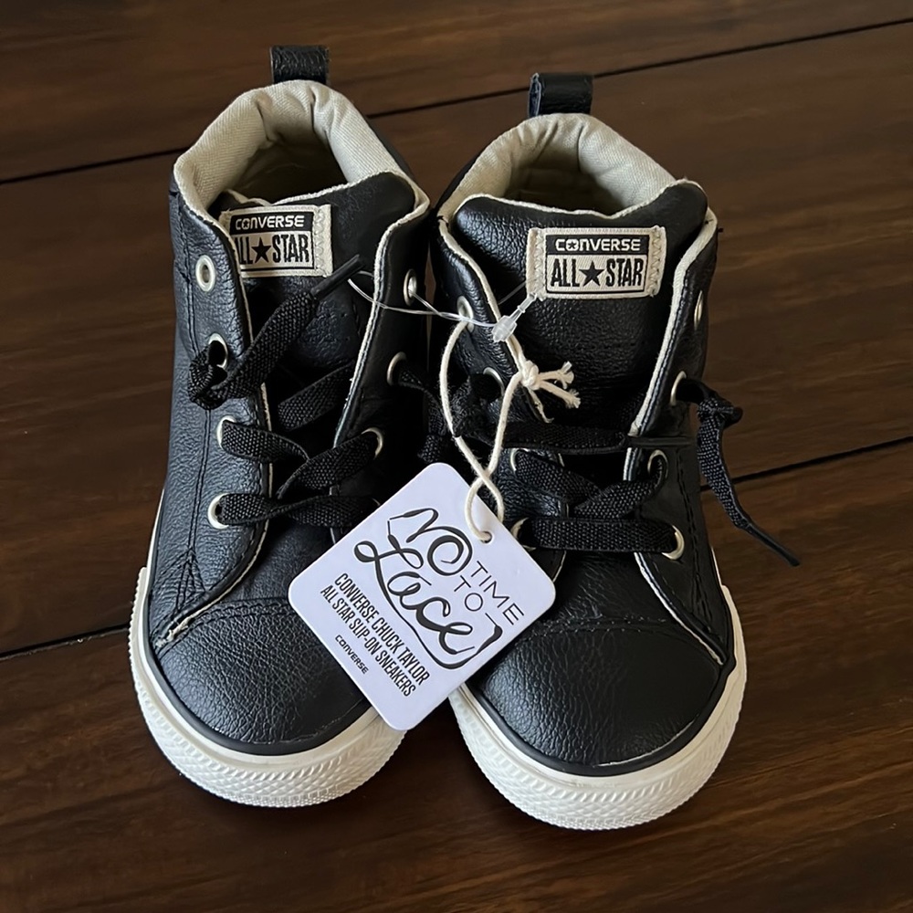 Brand new black leather converse all star size 9
